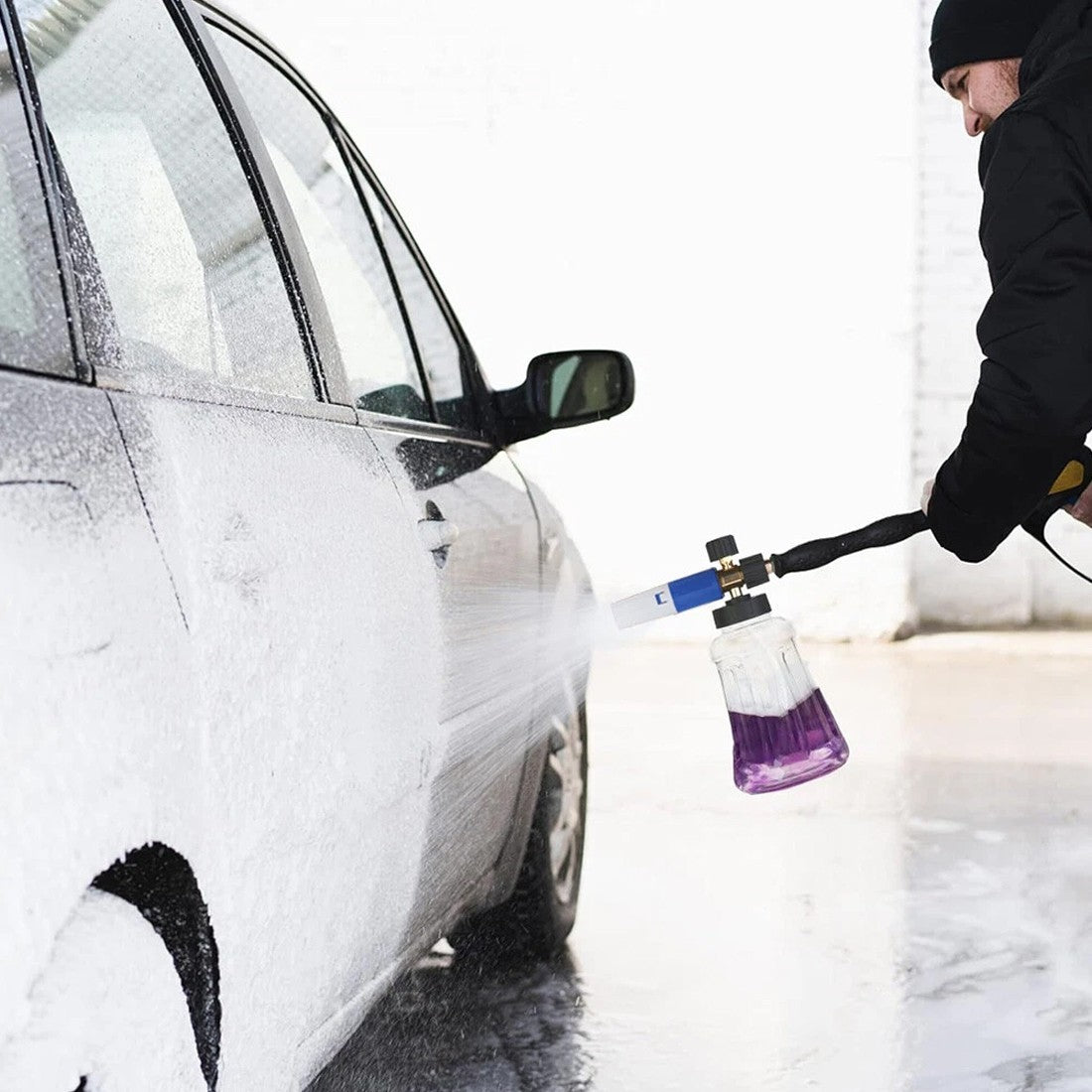 Snow Foam Lance Pressure Washer Gun – 1/4" Quick Release Soap Cannon with 1L Bottle for Car Washing