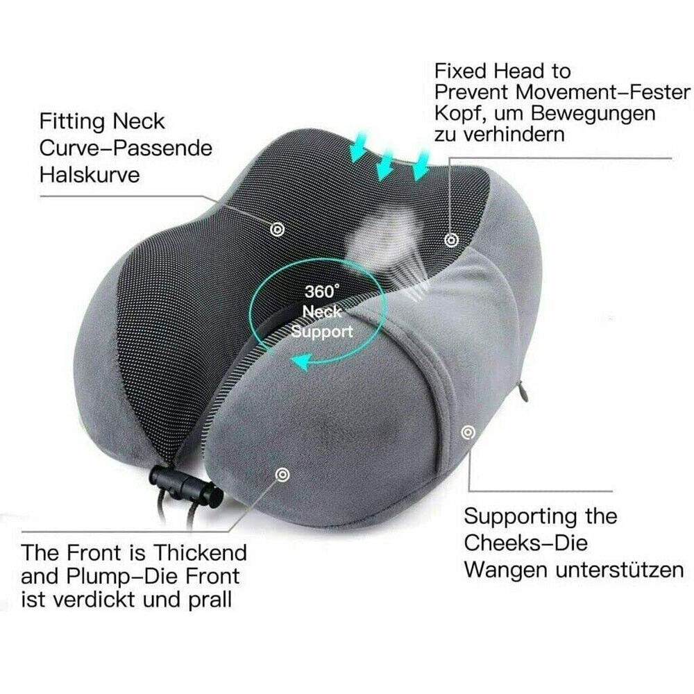 Memory Foam Travel Pillow – Arrive Refreshed with Neck Support for Flights, Cars & Office Naps