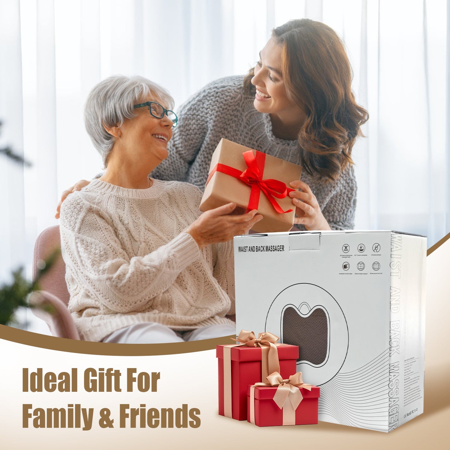 Cordless Shiatsu Back & Waist Massager with Heat – Rechargeable Kneading Lumbar Massage Pillow