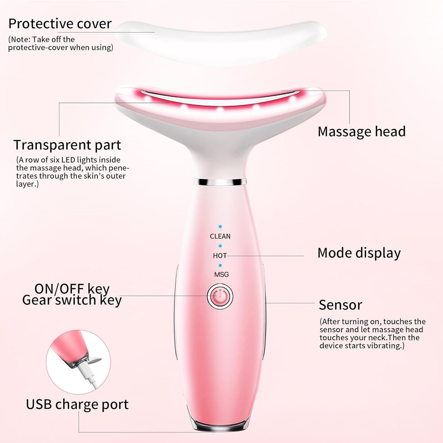 3-in-1 Neck & Face Massager – Thermal Heat, Vibration & Facial Sculpting for Glowing Skin