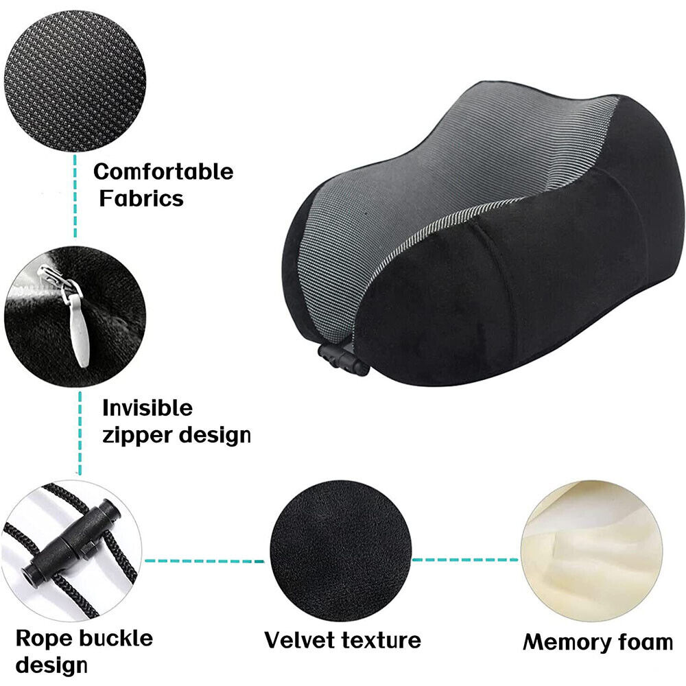 Memory Foam Travel Pillow – Arrive Refreshed with Neck Support for Flights, Cars & Office Naps