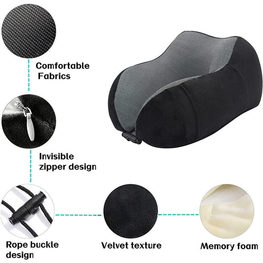 Memory Foam Travel Pillow – Arrive Refreshed with Neck Support for Flights, Cars & Office Naps