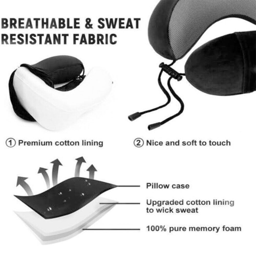 Memory Foam Travel Pillow – Arrive Refreshed with Neck Support for Flights, Cars & Office Naps