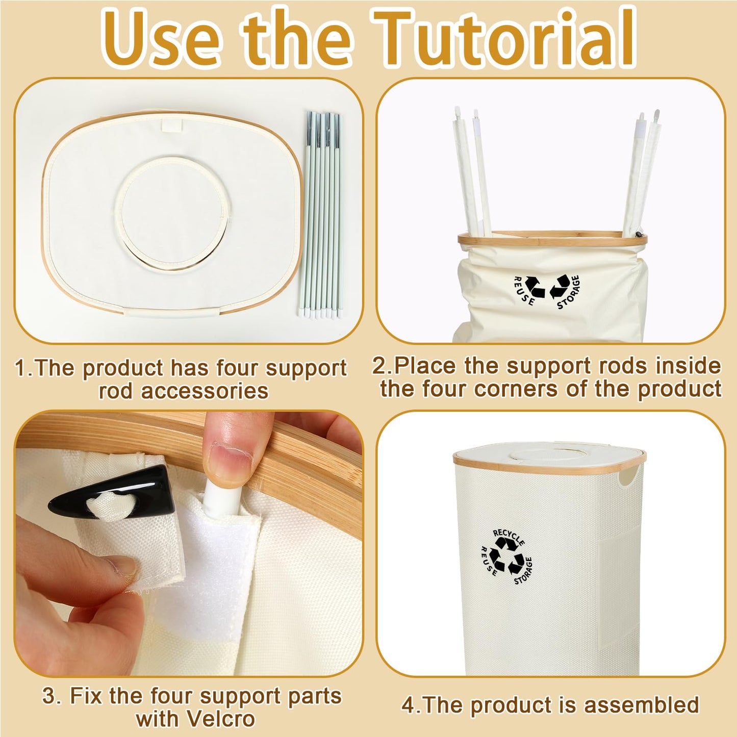 Large Recycling Container with Lid – Eco-Friendly Deposit Bottle & Recyclable Storage Organizer, Beige