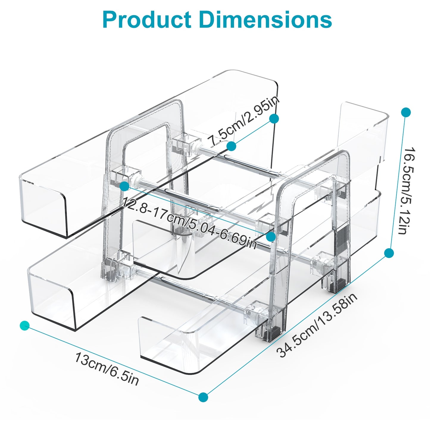 2-Pack Adjustable Soda Can Organizer – 2-Tier Auto-Rolling Beverage Dispenser for Fridge, Pantry & Cabinet