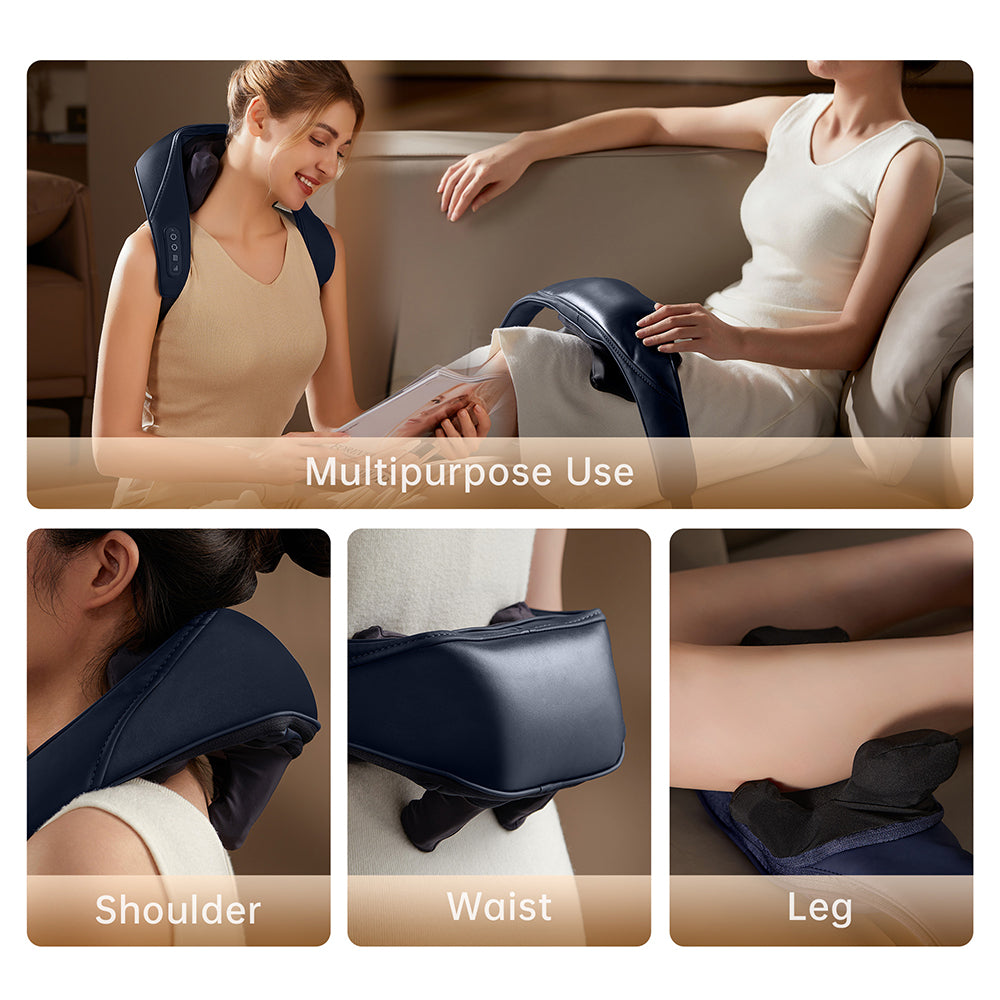 Cordless Shiatsu Neck & Back Massager – Wireless Deep Kneading Relief, Anywhere You Go