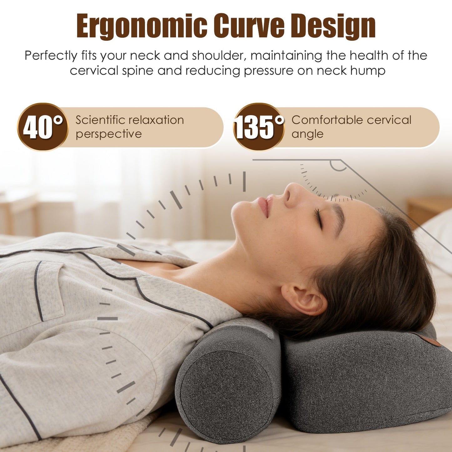 USB Heated Neck Pillow – Zero-Pressure Memory Foam Cervical Support with Heat & Eye Mask for Deep Sleep