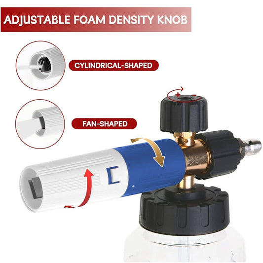 Snow Foam Lance Pressure Washer Gun – 1/4" Quick Release Soap Cannon with 1L Bottle for Car Washing