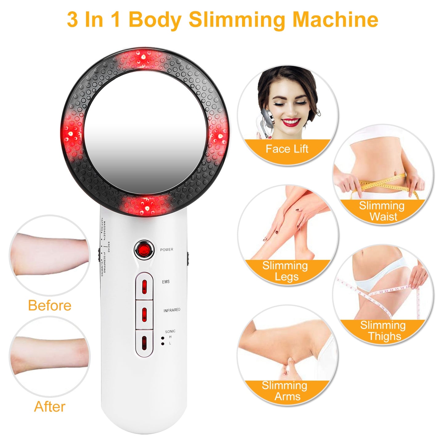 3-in-1 Ultrasonic Body Shaping Machine – Cavitation, EMS & Infrared for Slimming, Toning & Skin Firming