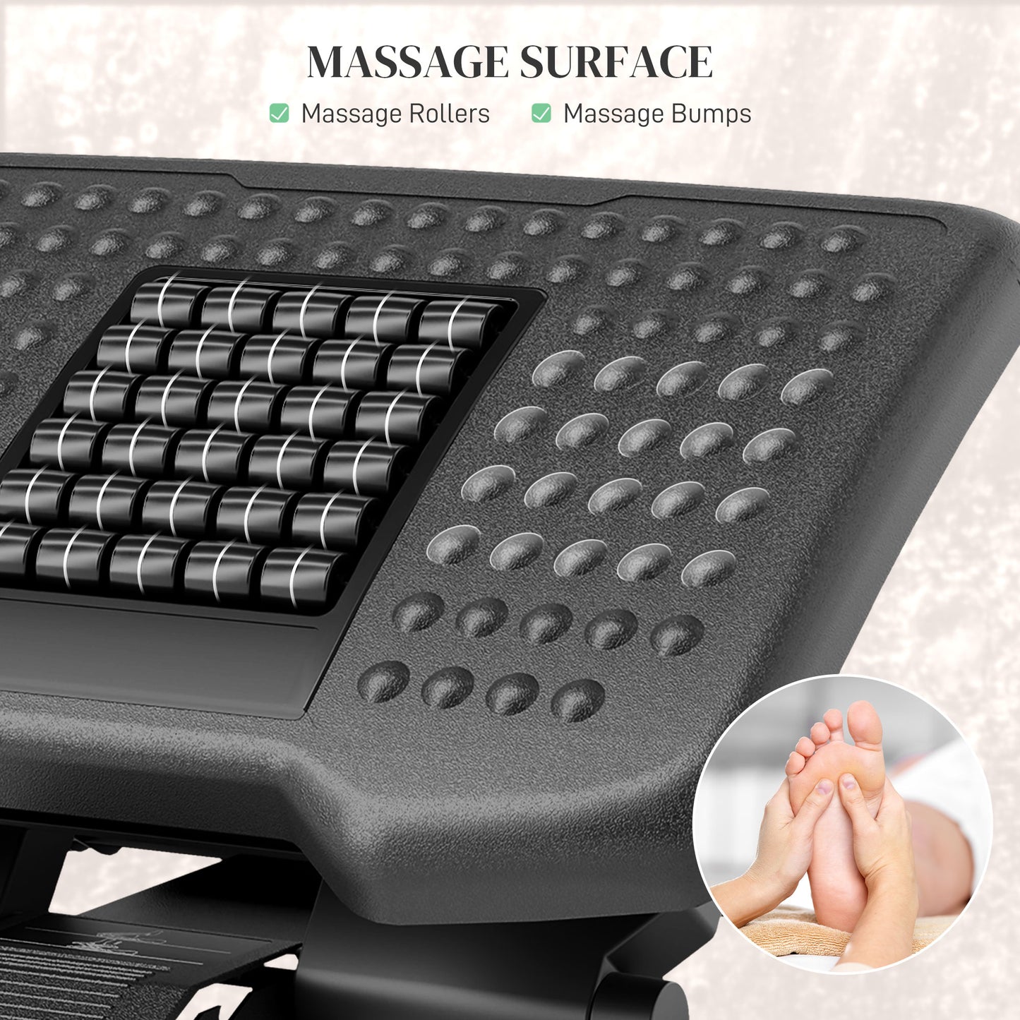 Three-Level Multi-Angle Massage Footrest – Ergonomic Under Desk Foot Rest, Black