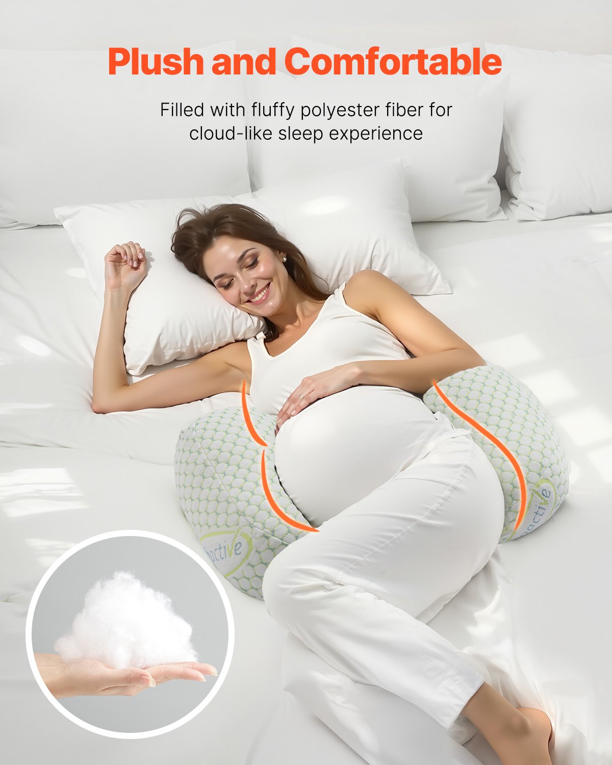 W-Shaped Pregnancy Wedge Pillow – Compact Maternity Support for Back, Belly & Hips During Sleep