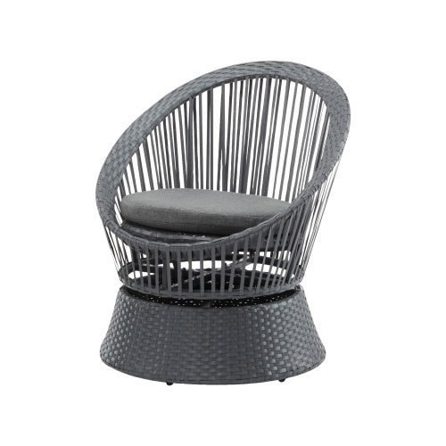Modern Wicker Lounge Chair – 26.7" Round Rattan & Iron Frame Chair for Living Room, Patio & Balcony