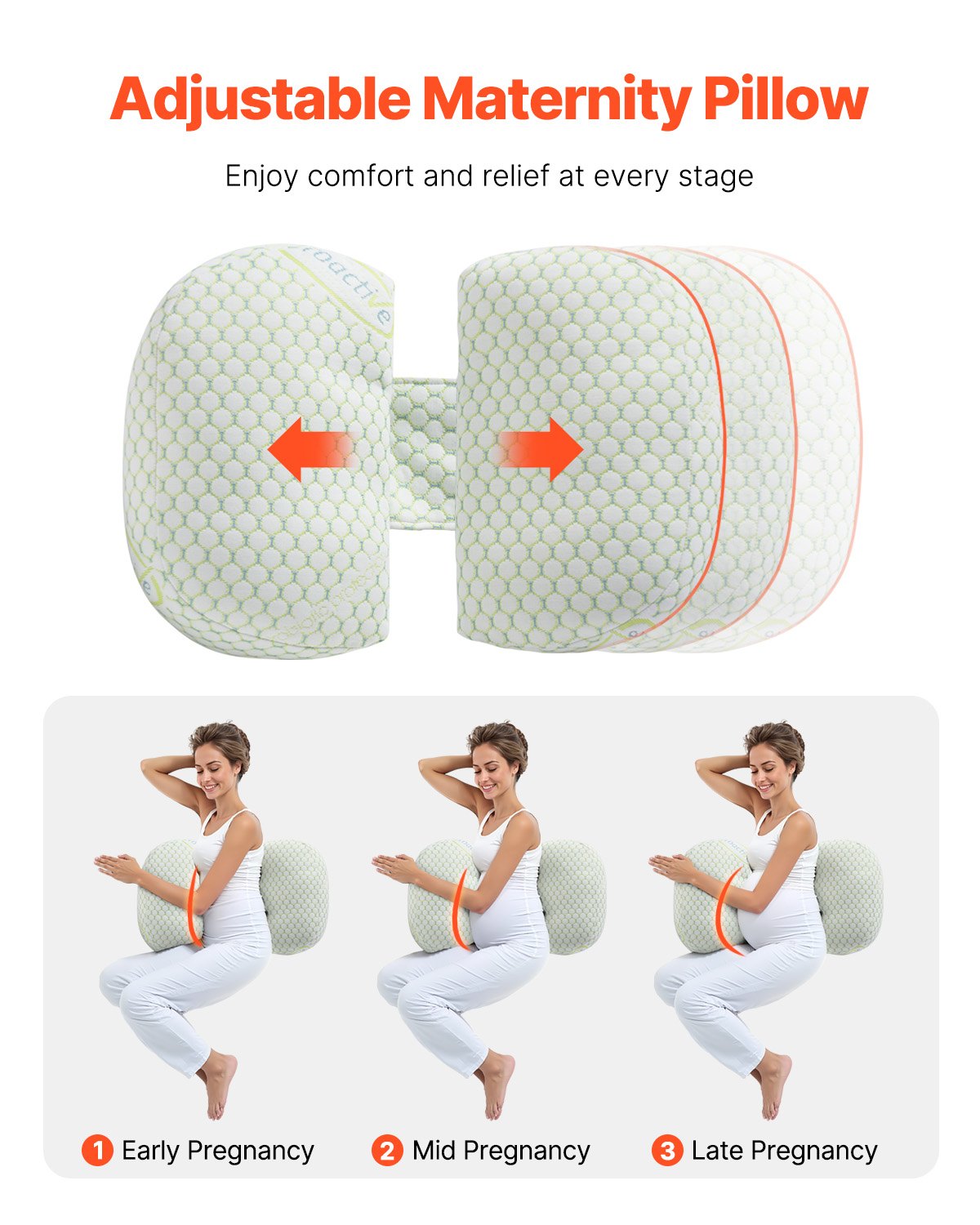 W-Shaped Pregnancy Wedge Pillow – Compact Maternity Support for Back, Belly & Hips During Sleep