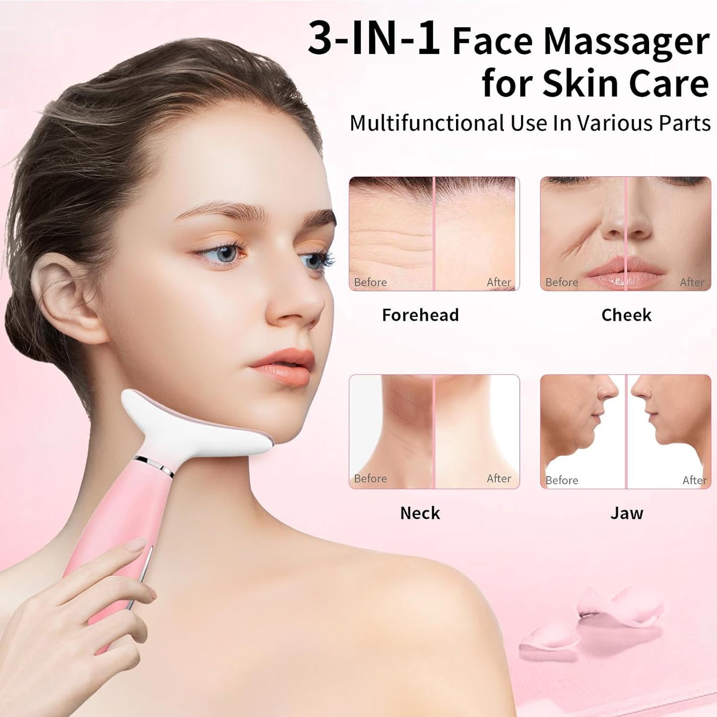 3-in-1 Neck & Face Massager – Thermal Heat, Vibration & Facial Sculpting for Glowing Skin