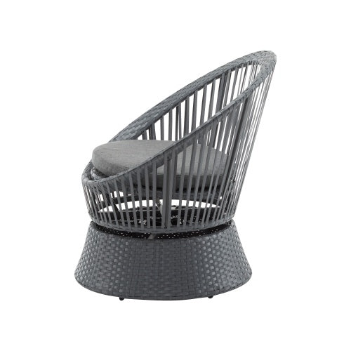 Modern Wicker Lounge Chair – 26.7" Round Rattan & Iron Frame Chair for Living Room, Patio & Balcony