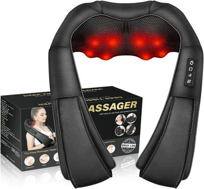 Electric Shiatsu Neck, Back & Shoulder Massager With Heat – Deep Tissue Kneading