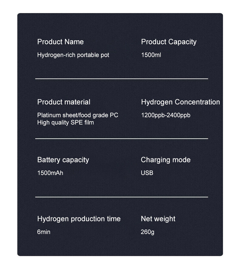 1.5L Hydrogen Water Bottle – Portable Hydrogen-Rich Water Generator for Antioxidant Hydration & Wellness