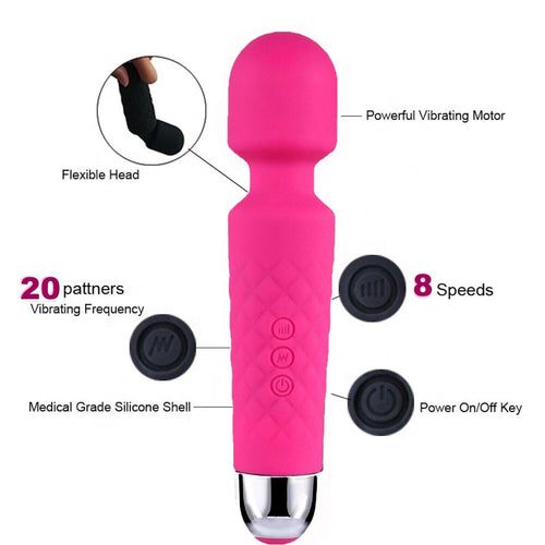 20-Speed Handheld Massager Wand – Vibrating Full Body Magic Massage Therapy Motor
