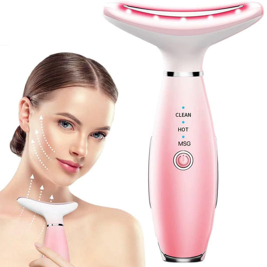 3-in-1 Neck & Face Massager – Thermal Heat, Vibration & Facial Sculpting for Glowing Skin