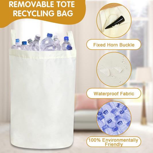 Large Recycling Container with Lid – Eco-Friendly Deposit Bottle & Recyclable Storage Organizer, Beige