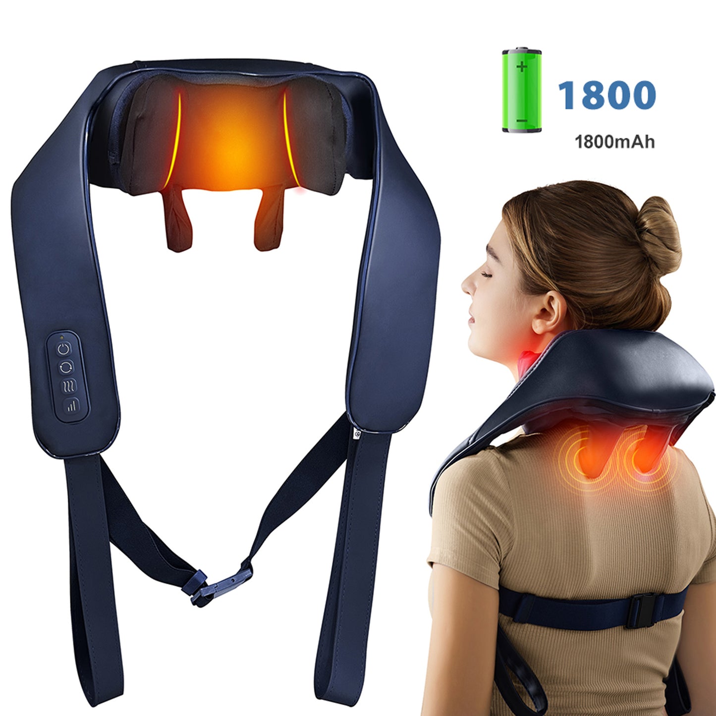 Cordless Shiatsu Neck & Back Massager – Wireless Deep Kneading Relief, Anywhere You Go