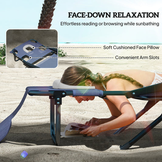 Folding Reclining Lounge Chair – Adjustable Portable Chair for Indoor & Outdoor Relaxation, Gray