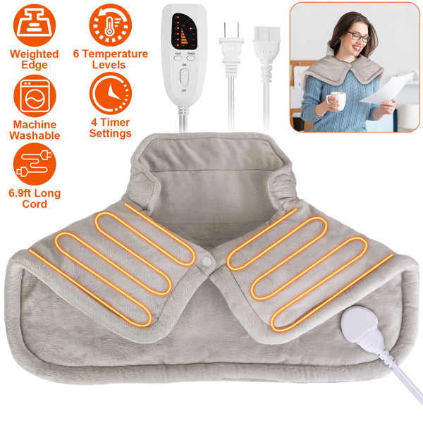Neck & Shoulder Heating Pad – Deep Heat Relief Wrap with 6 Settings & Auto Shut-Off
