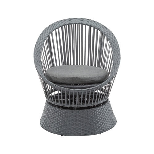 Modern Wicker Lounge Chair – 26.7" Round Rattan & Iron Frame Chair for Living Room, Patio & Balcony