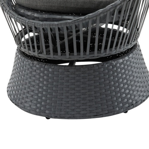Modern Wicker Lounge Chair – 26.7" Round Rattan & Iron Frame Chair for Living Room, Patio & Balcony