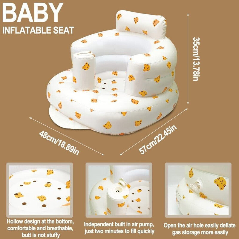 Baby Inflatable Support Seat – Safe Floor Seater for Babies 3 Months & Up, Portable & Easy to Clean