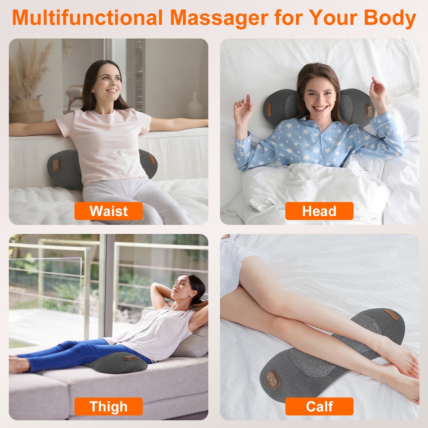 3-in-1 Electric Lumbar Massager Support Pillow – Memory Foam Back Massager with Heat, Vibration & Airbag