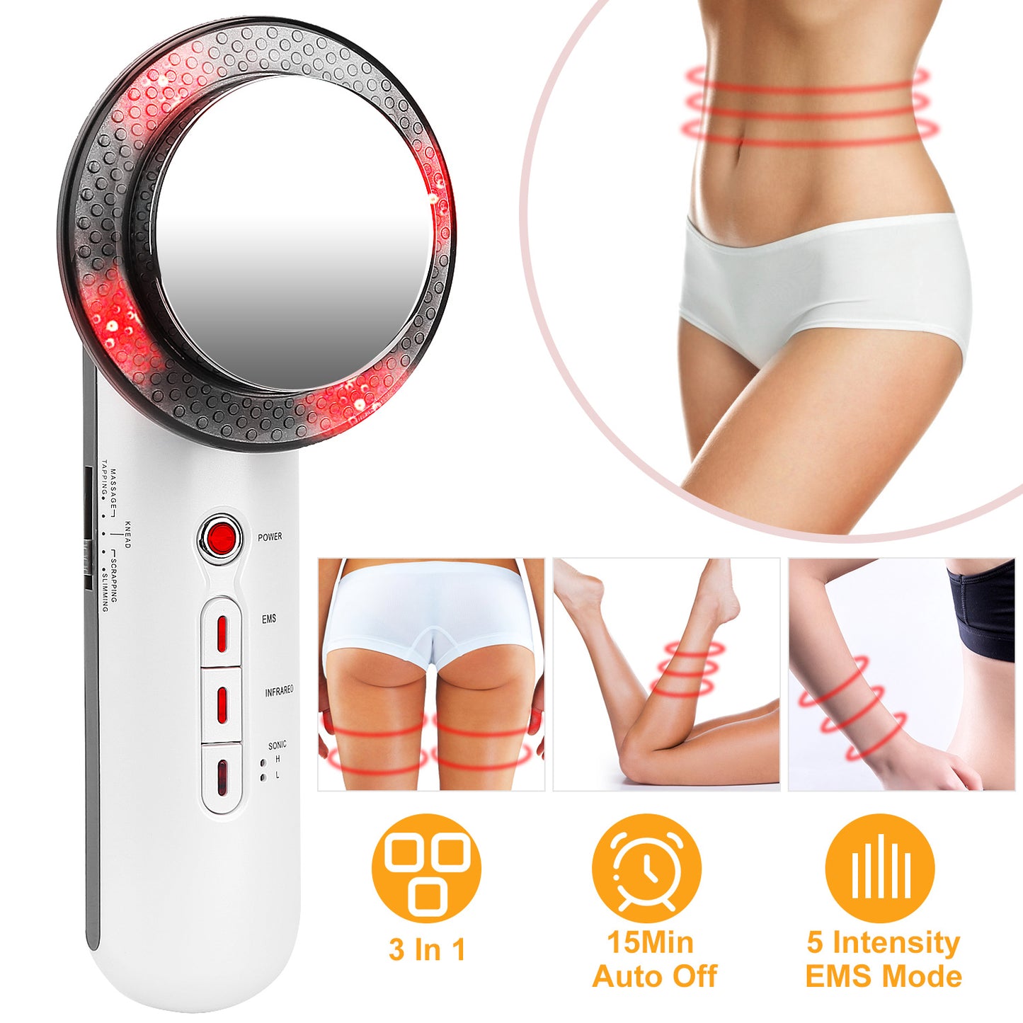 3-in-1 Ultrasonic Body Shaping Machine – Cavitation, EMS & Infrared for Slimming, Toning & Skin Firming