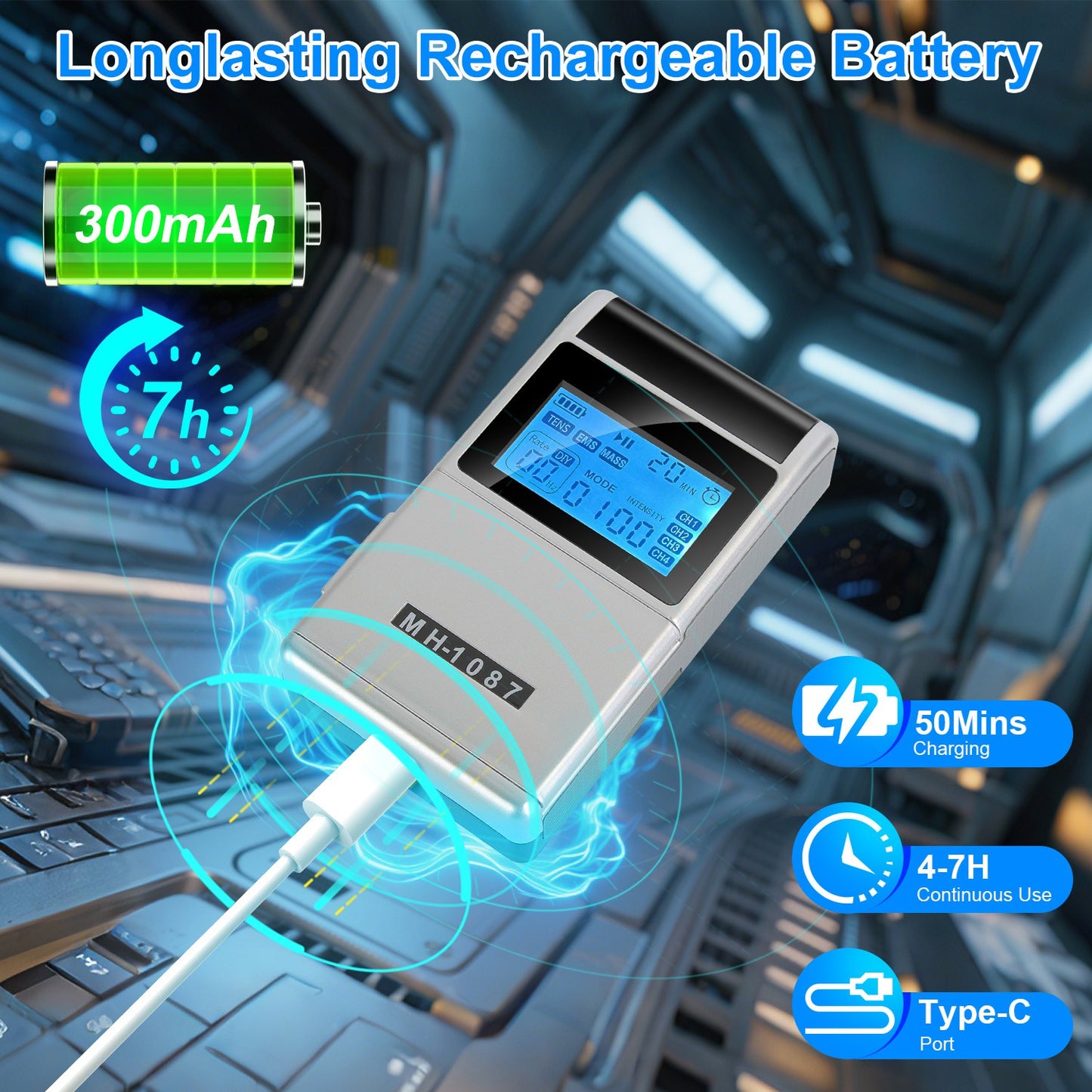 4-Channel TENS Unit Muscle Stimulator – 48 Modes, 20 Intensity Levels, 8 Pads