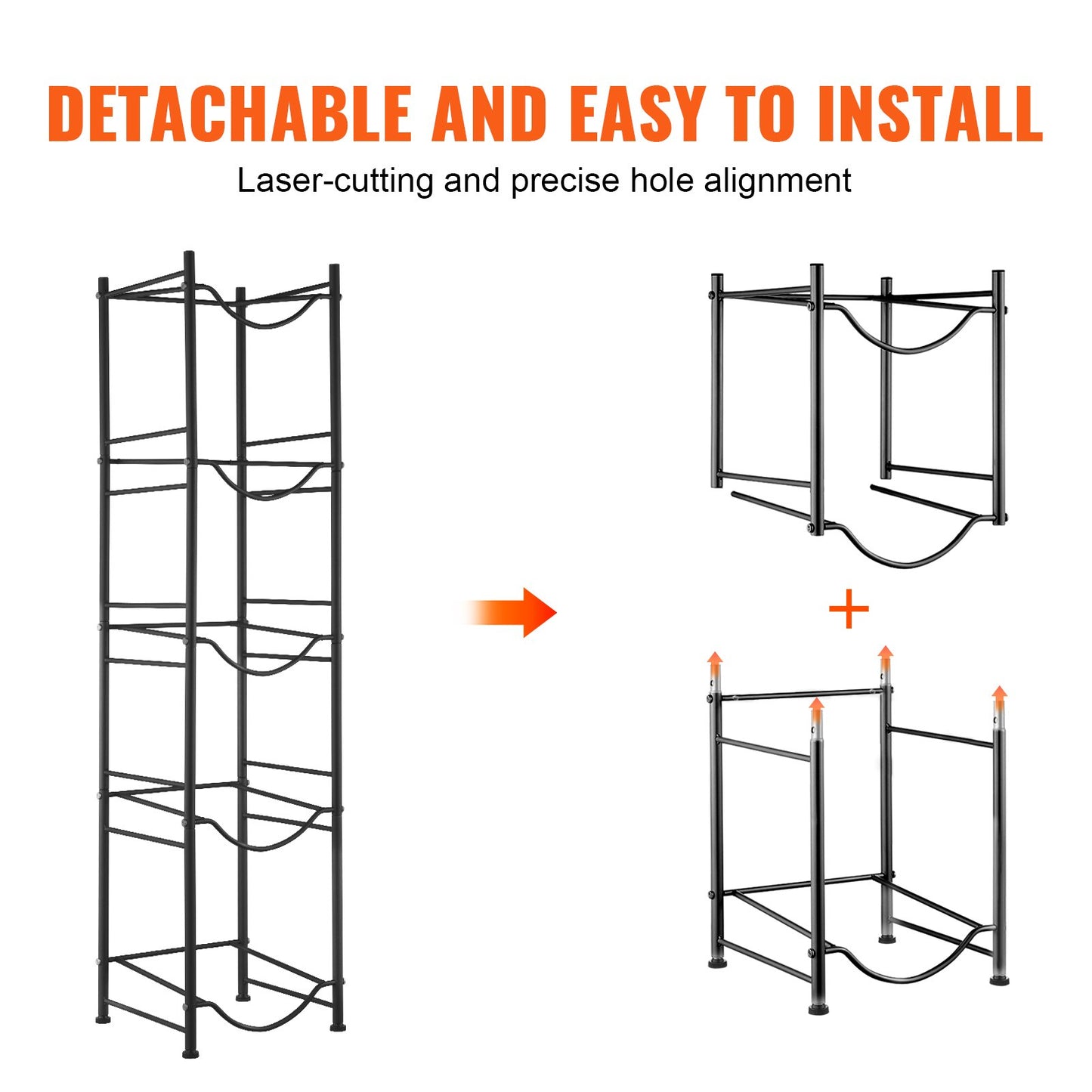 5-Tier Water Jug Holder Rack – Slim Single-Row Bottle Storage for Kitchen, Pantry & Office, Black