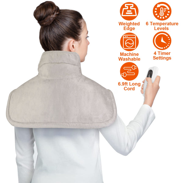 Neck & Shoulder Heating Pad – Deep Heat Relief Wrap with 6 Settings & Auto Shut-Off