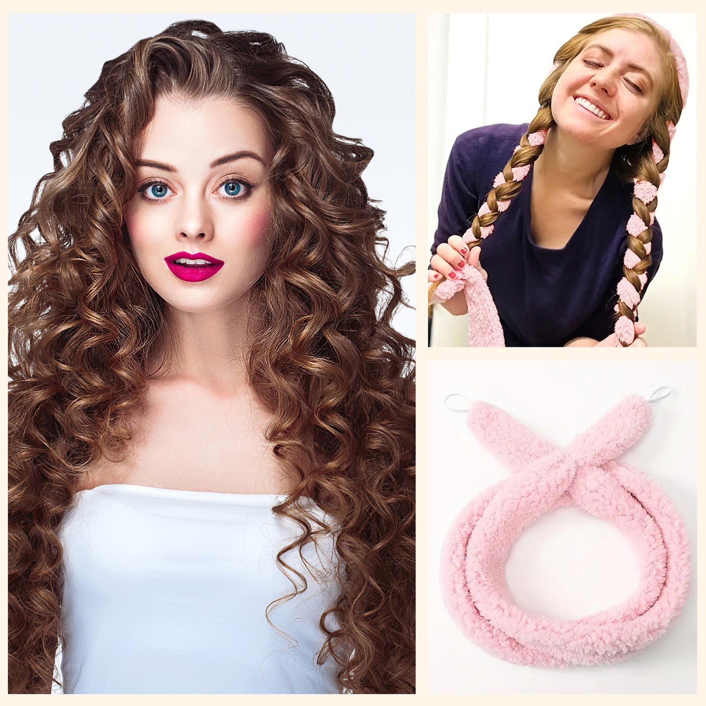 Satin Heatless Hair Curler – Wake Up to Beautiful Overnight Curls with Zero Heat Damage