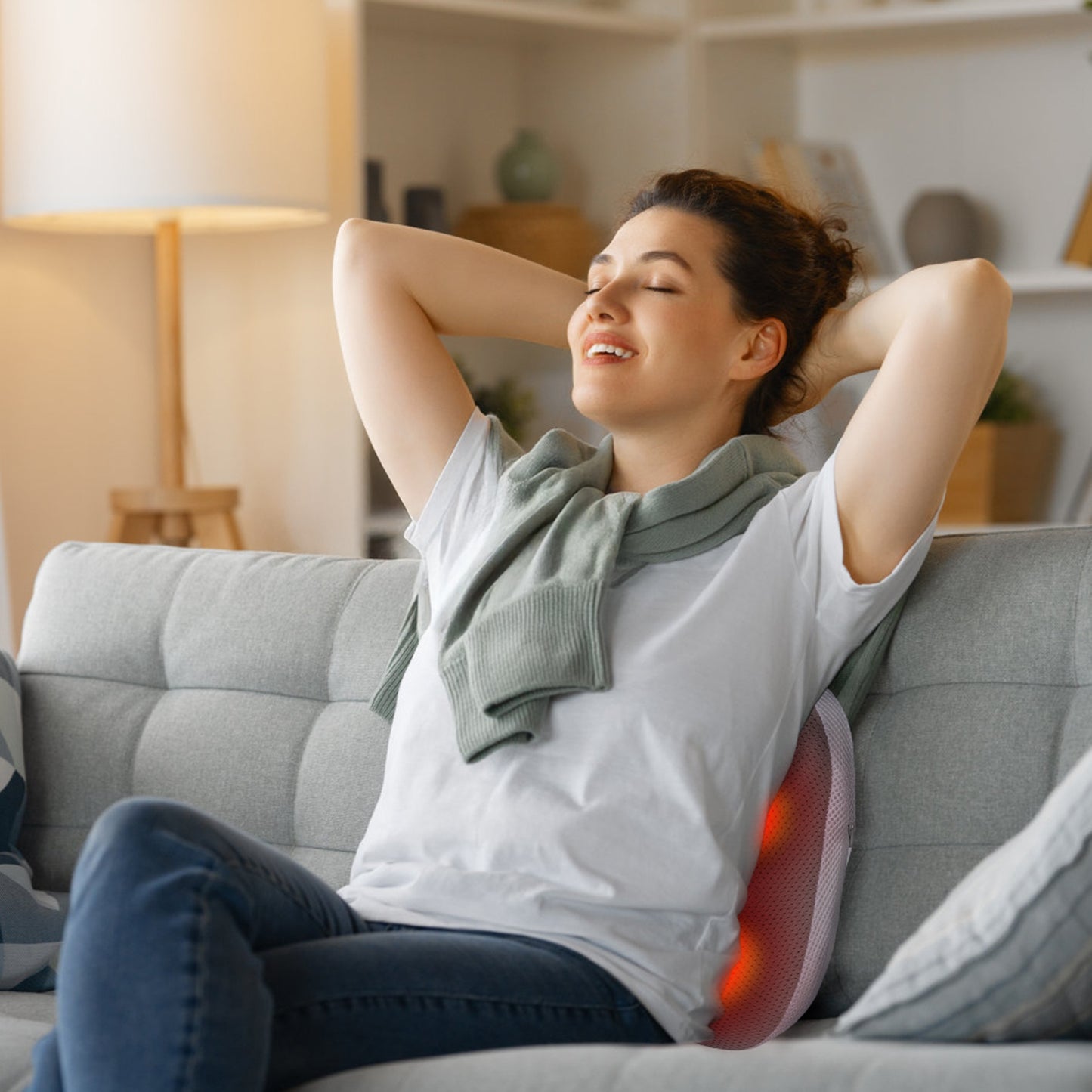 Cordless Shiatsu Back & Waist Massager with Heat – Rechargeable Kneading Lumbar Massage Pillow